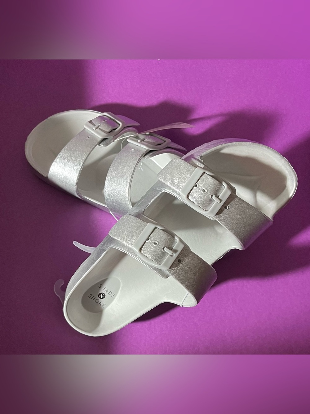 Shade & Shore - White - Double Strap - Buckle - Sandals - Picture 1 of 4
